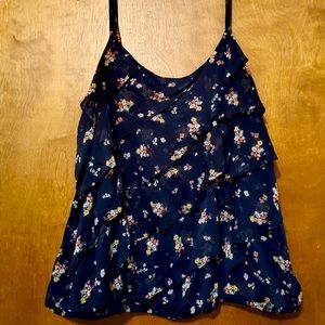 COPY - Torrid Asymmetrical Floral Ruffle Tank